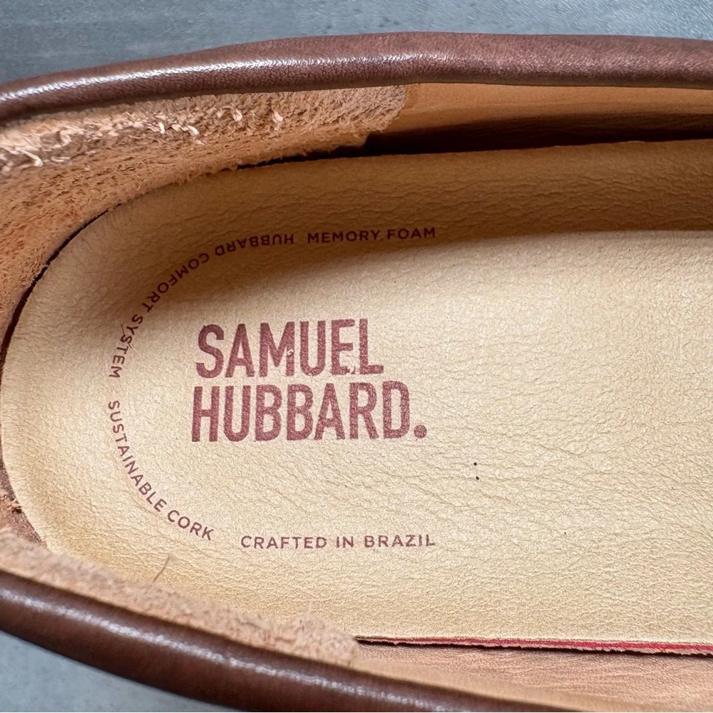 NEW Samuel Hubbard Brown Leather Slip On Driving‎ Penny Loafers Mens Size 8